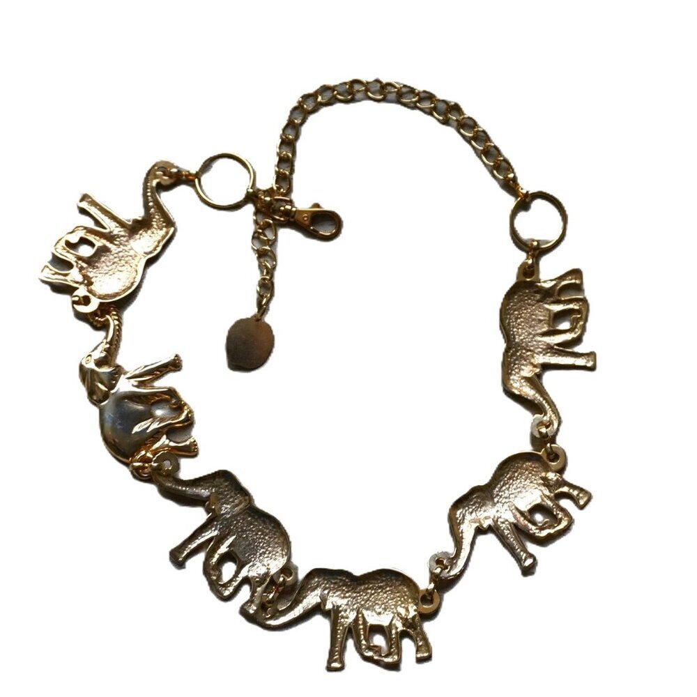 Vintage Anne Klein Gold Plated Brass Elephant Chain Link Belt - Picture 14 of 15